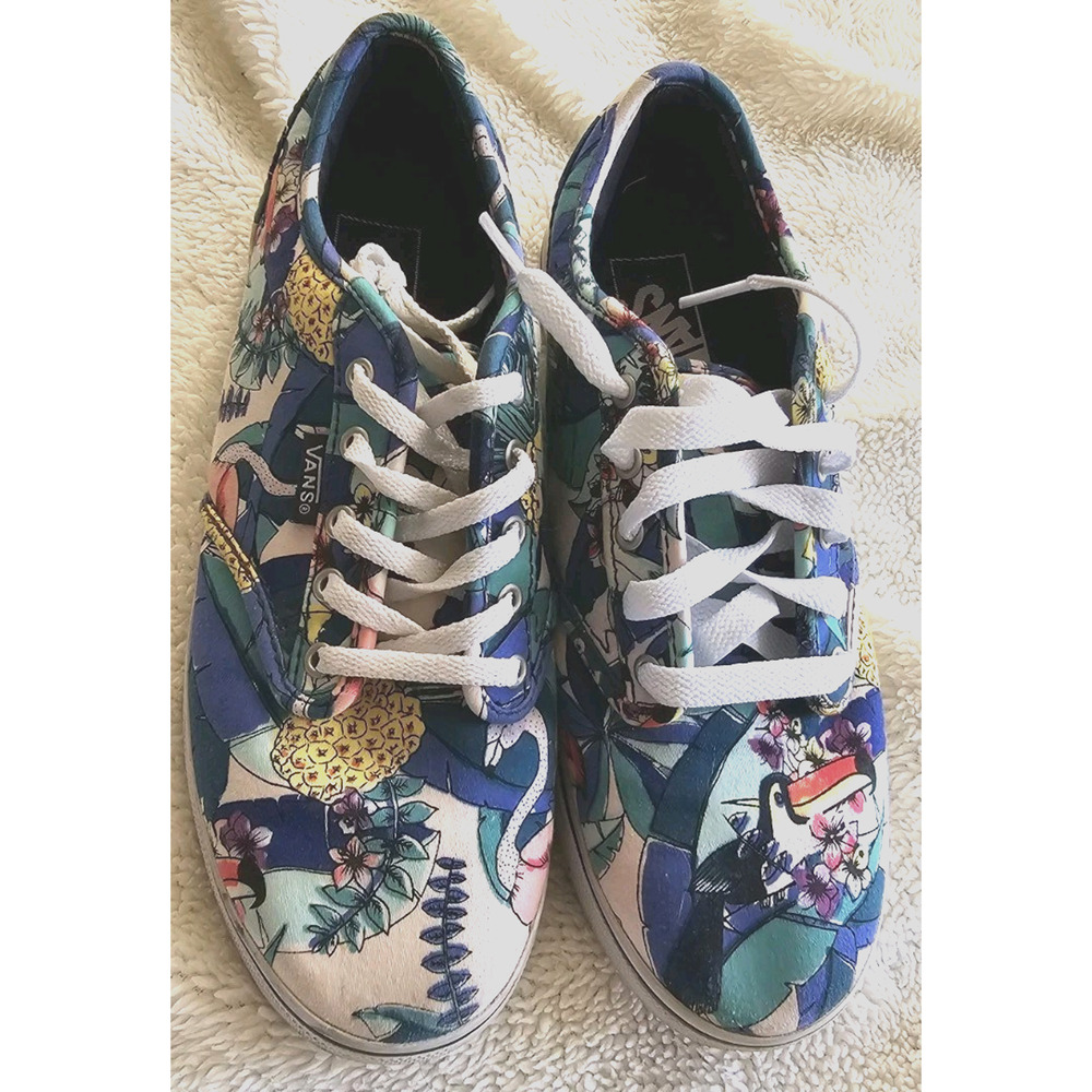Vans‎ Authentic Low Pro Women’s Size 6 M Tropical Flowers Parrot Canvas Sneakers